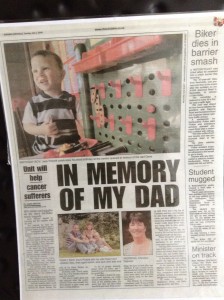 Article from the "Evening Chronicle" July 1st 2008 about the opening of the Emmanuel House summer house for children in memory of Dave Pickett who was one of my cancer patients. 